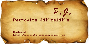 Petrovits Józsiás névjegykártya